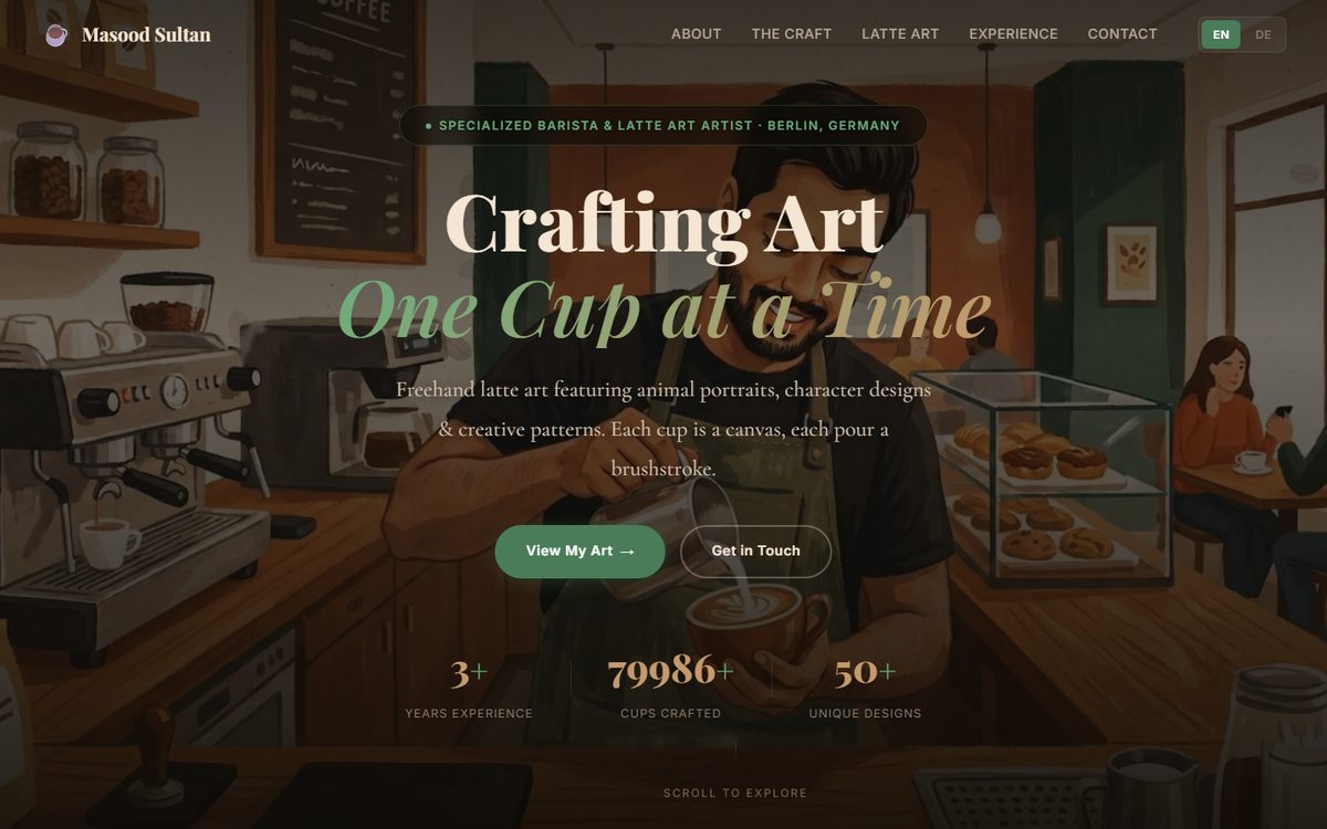 Barista portfolio live website